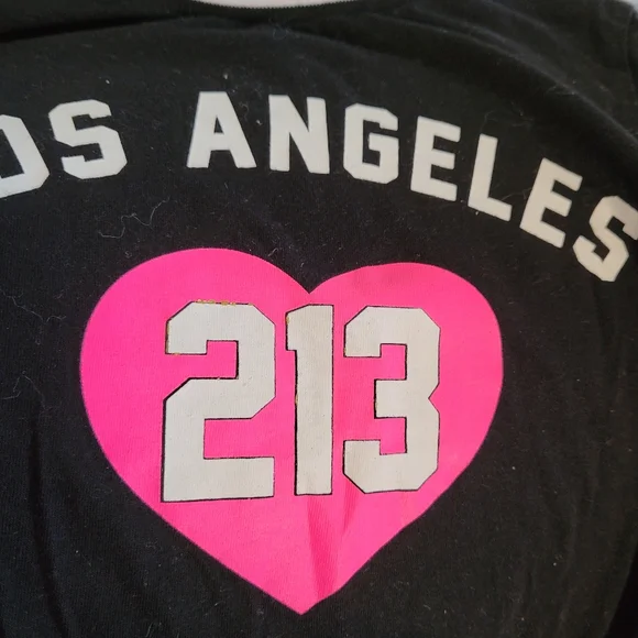 Forever 21 Girls 9/10 Dress Los Angeles 213 Black and Pink Heart - Picture 3 of 4